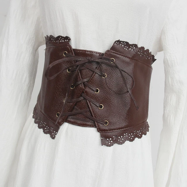 Ceinture Corset Obi Femme – Style Punk Gothique, Taille élastique Noire, Lacet Et Découpes