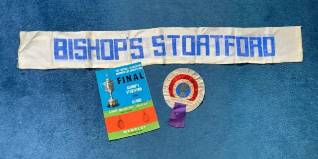 1974 Bishop's Stortford FA Amateur Cup Final Bundle: Programme, Rosette & Scarf