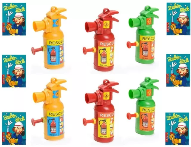 6 X Zauberblock und 6 X Wasserspritze im Feuerlöscher Design Feuerwehr