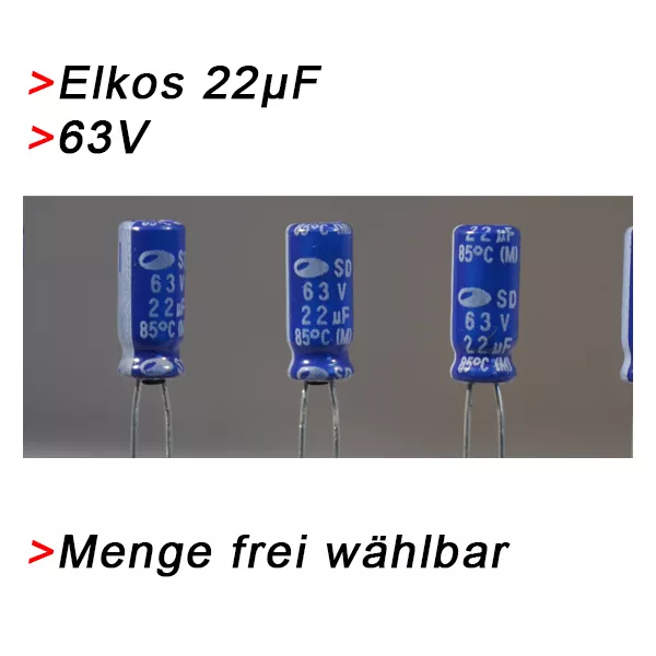 Condensateurs Elko 22 Μf 63V ( Jusqu'À 63V) Condensateurs Électrolytique 22µF Uf