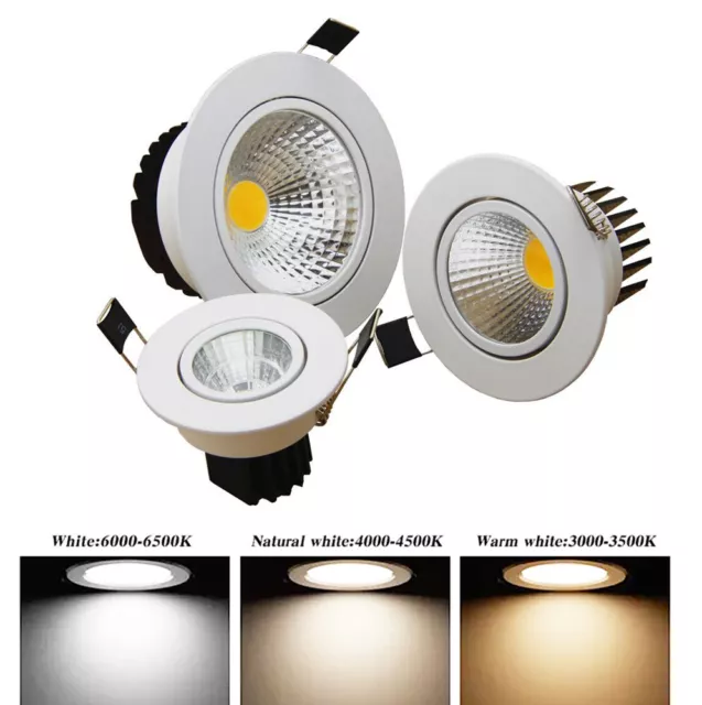 Dimmable COB LED Downlight Spotlight Recessed Ceiling Lamp 7/9/15/20W 110V-240V