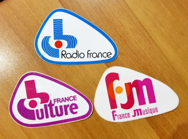 Lot 3 Autocollants sticker ancien 1975 RADIO FRANCE MUSIQUE PARIS ORTF Culture 