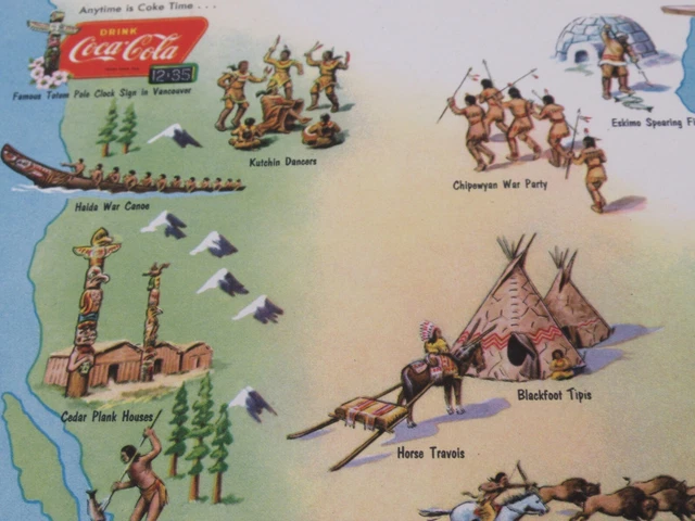 CANADA COCA COLA Map First Nations History Textbook Dust Covers Paper ...