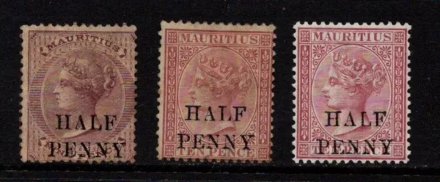 Mauritius - 1876-79 HALF PENNY surcharges SG 76 & 77 x 2  mint/unused Cat £40