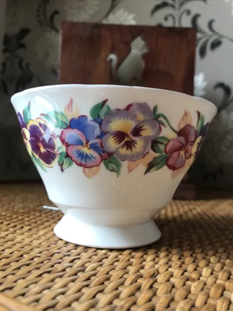 Viola bone chine floral vintage sugar bowl retro Cottagecore Fairy