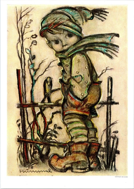 Hummel Verlag Ars Sacra Joseph Mueller Child Boot Postcard Lithograph Print Card