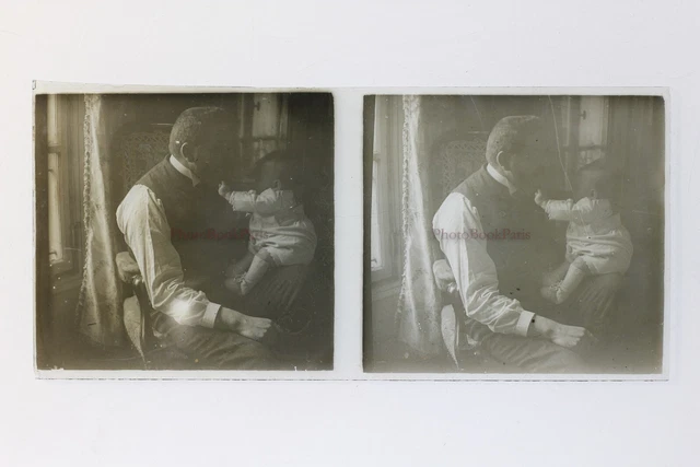Famille France Photo Stereo Amateur P50L6n4 Plaque de verre Vintage c1910