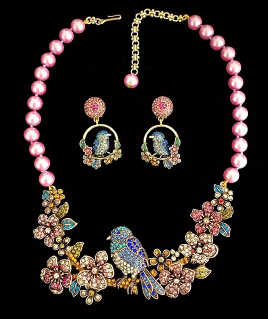 Heidi Daus On A Lark Crystal Beaded Necklace/Earrings Set