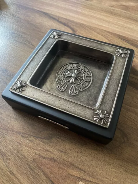 Chrome Hearts silver plated ash tray bronze croix large & heavy