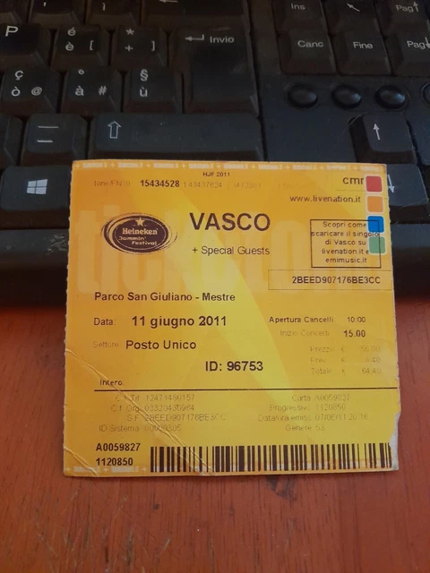 Biglietto Concerto Vasco Rossi Venezia 2011