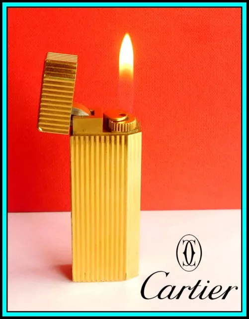 Gold Plated PENTAGON "Le Must de CARTIER" plain pattern LIGHTER - JUST SERVICED