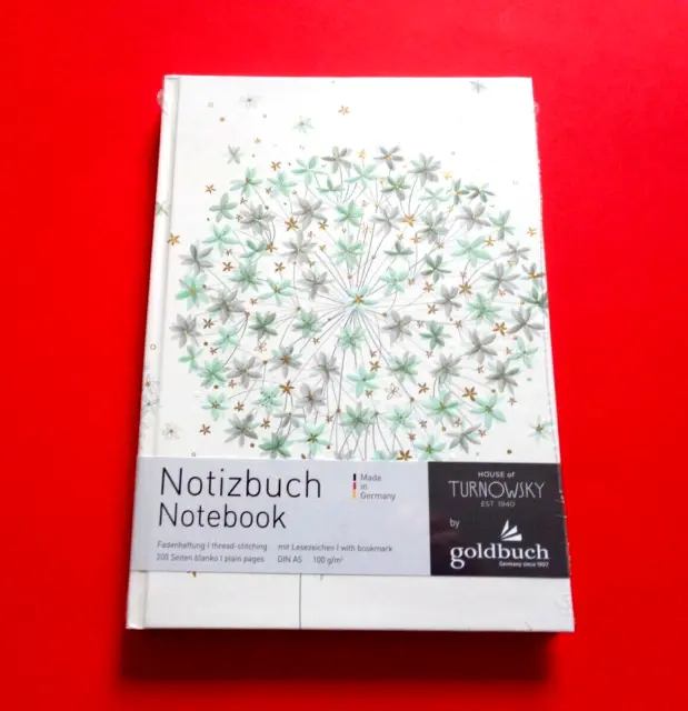 Notizbuch GENTLE FLOWER A5, Blanko, 200 chamois Seiten , TURNOWSKY GOLDBUCH