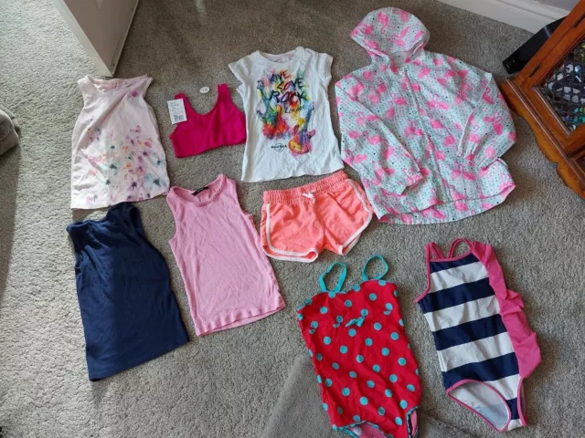 7 To 8 Summer holiday Bundle vest shorts  swimming costumes Inc joules hard rock