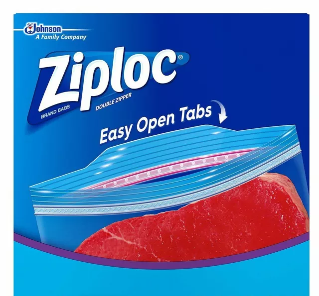 (38 BAGS) ZIPLOC GALLON DOUBLE ZIPPER STRONG FREEZER BAGS 11" x 11" USA MADE