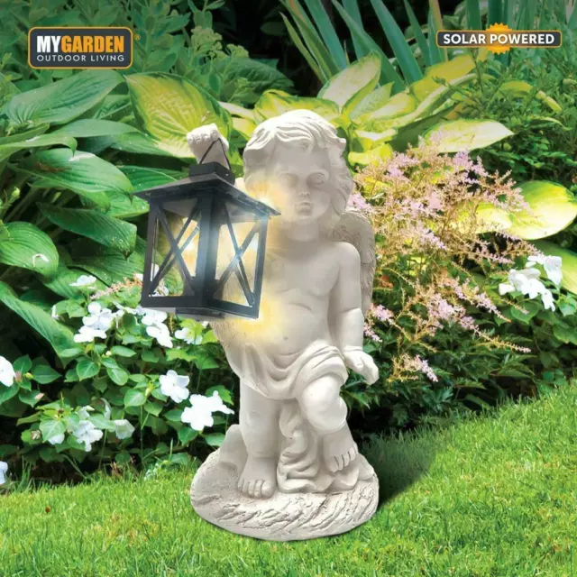 Garden Angel with Lantern Solar LED Light Decorative Ornament Secret Gift Resin