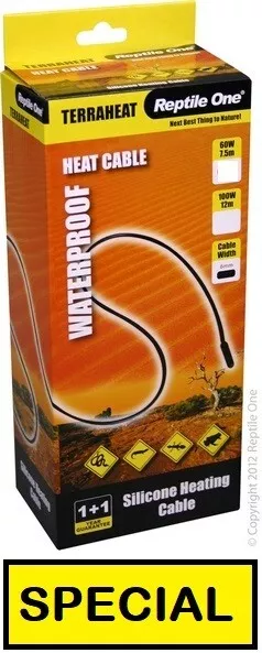Reptile One Terraheat Waterproof Heat Cord  25W 4.5m. Snake Lizard Cable Medium