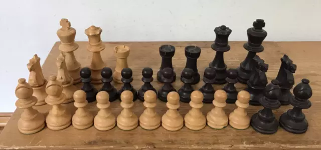 Chess Set 31 Pieces Missing Rook Vintage French Staunton Style Carved Wood
