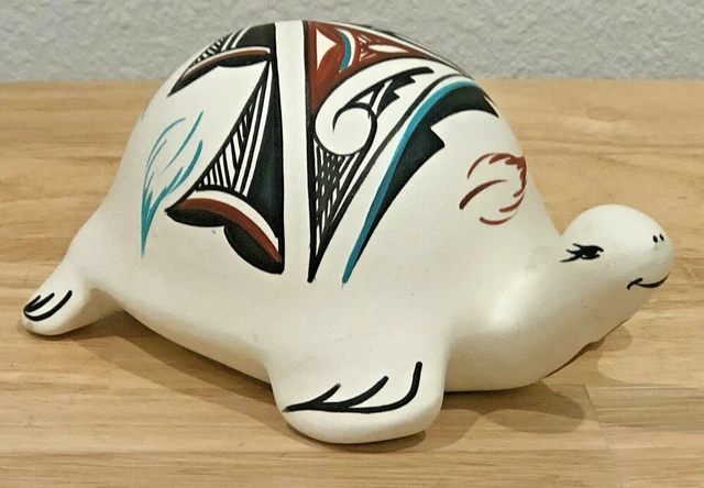 Vintage Native American Jemez Pottery Turtle Signed "C. Gahupin Jemez Nm"