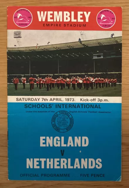 England v Netherlands Schools International Football Programme 7 April 1973