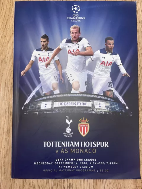 Tottenham v AS Monaco Official Matchday Programme.  UEFA Champions League