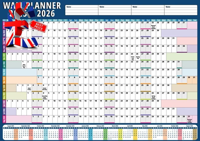 2025-2026 WALL PLANNER A3 Academic Planner 2025/26 Large Yearly