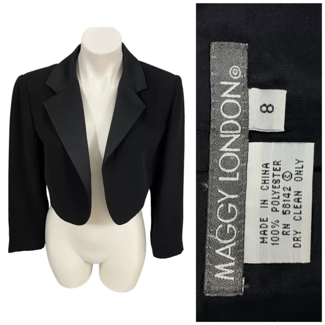 Maggy London Bolero Blazer Womens Size 8 Black Jacket Office Casual Work Party