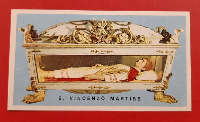 Santino San Vincenzo Martire Holy Card Urna Corpo Santo Venerato in Tavoleto