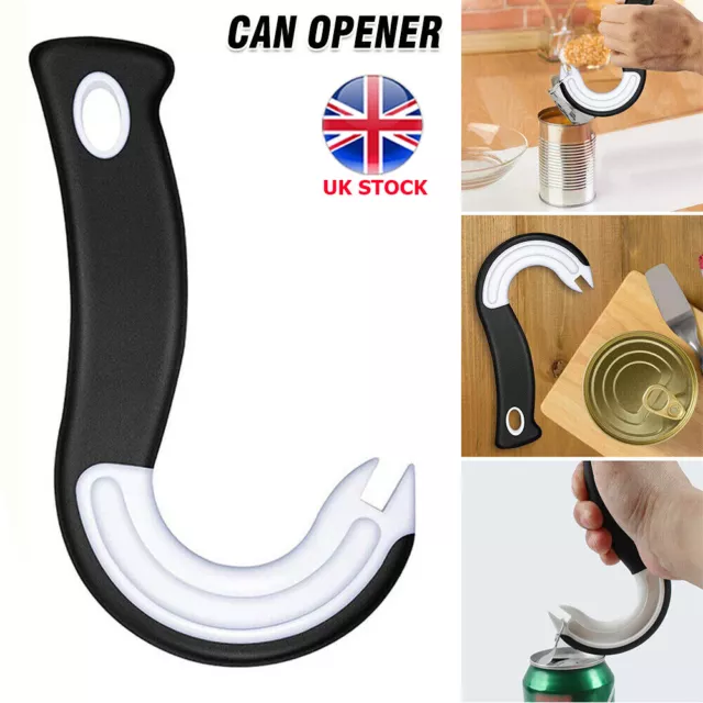 Multifunction Twist Pull Can Opener Grip Ring Grab J Shaped Jar Lid Opener UK