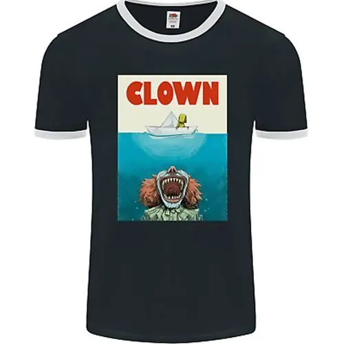 Jaws Funny Parody Clown Halloween Horror Mens Ringer T-Shirt FotL