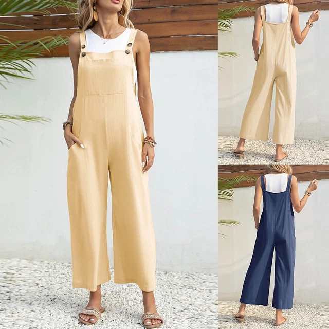 Salopette Femme Été - Combishorts Sans Manches - Léger Et Confortable Avec Poches - Multicolore