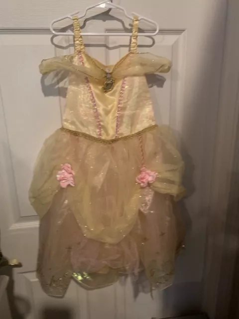 Disney Store Belle Costume Beauty & The Beast Yellow Child Size Small 5/6 Flaws