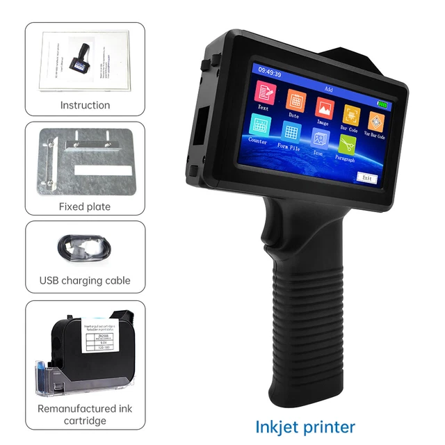 UPGRADED HANDHELD INKJET Printer Date Printing QR Code Barcode Logo ...