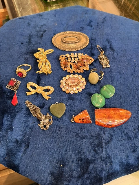 Lot Broches Bijoux Ancien Pour Creation A Restaurer   / Bijoux Ancien Art Deco