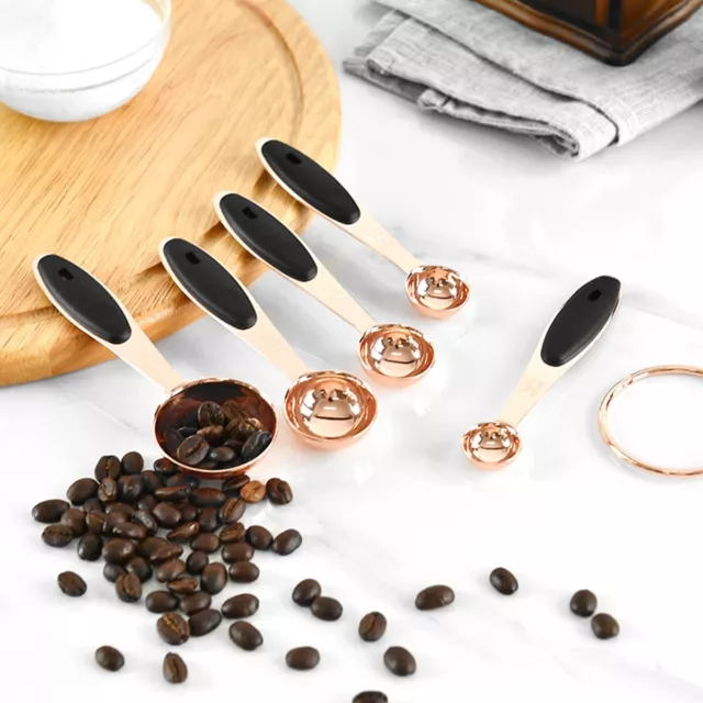 Measuring Cup Spoon Set Rose Gold Coffee Tea Kitchen Cooking Baking Tools