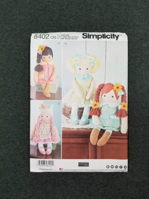 Simplicity Pattern #8402 ~ 23" Stuffed Dolls & Clothes ~ FF/UC
