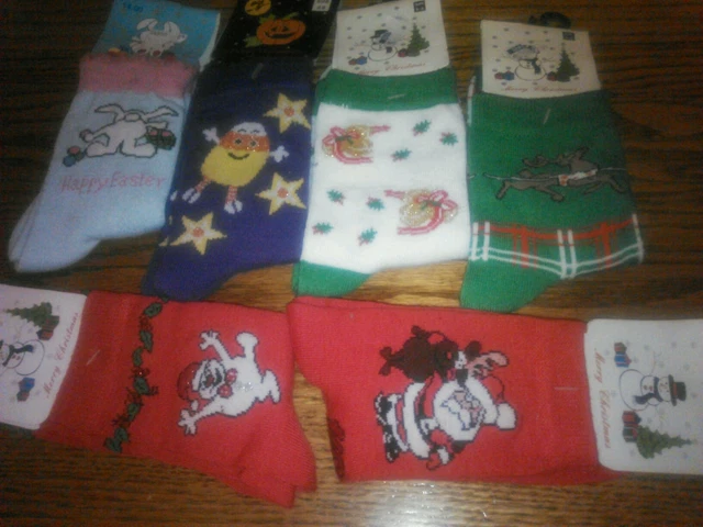 Set 6 Pairs Children Holiday Easter Christmas Halloween Ankle Socks 6-8 NEW Lot