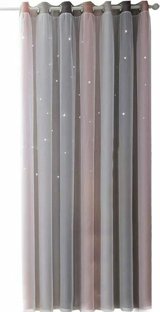 Rideau Occultant Pour Enfants FESTNIGHT - Motif Étoiles Gris - Dimensions 100 X 250 Cm - 100% Polyester - Neuf