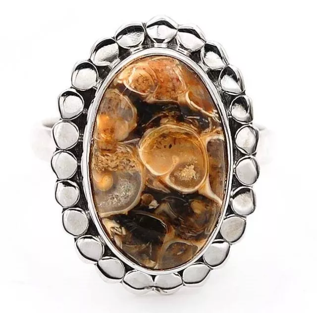 Natural Turtella Jasper - USA 925 Solid Sterling Silver Ring Sz 8.5, JH8-2