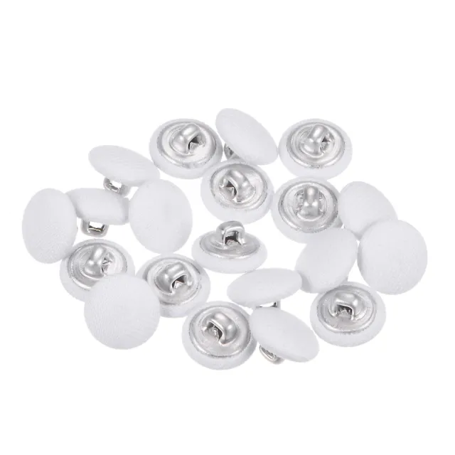 20pcs Fabric Cloth Covered Button 12.5mm Round Metal Sewing Buttons, White