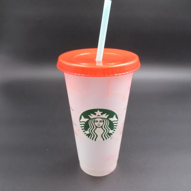 Starbucks 2021 Summer Color Changing Confetti 24 oz Reusable Cold Cup Red Lid