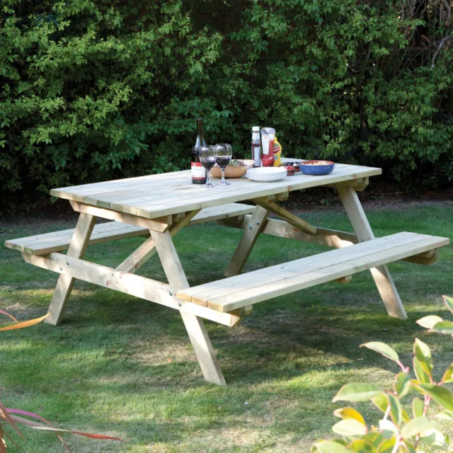 Rowlinson 5ft Picnic Table Garden Pub Bench Pressure Treated 1.5m 150cm