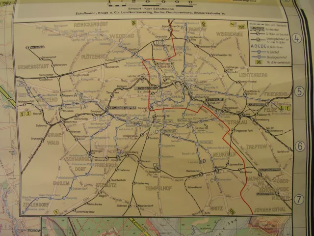 Schulwandkarte Carte Murale Map Berlin Ville De Plan 233x145cm ~1965 3