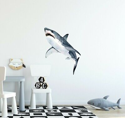 Great White Shark #2 Wall Decal Watercolor Ocean Sea Vinyl Wall Sticker Nursery