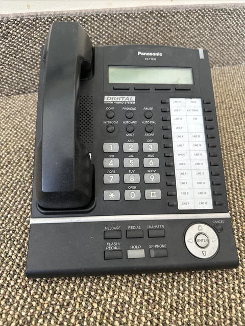 Panasonic KX-T7633 Digital Telephone Black LCD Proprietary Phone