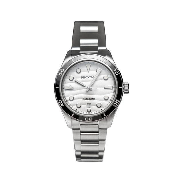 Taxau Orologi da uomo impermeabili in acciaio inox, multifunzione, data luminosa, regalo da uomo, 8411-argento nastro blu faccia, round