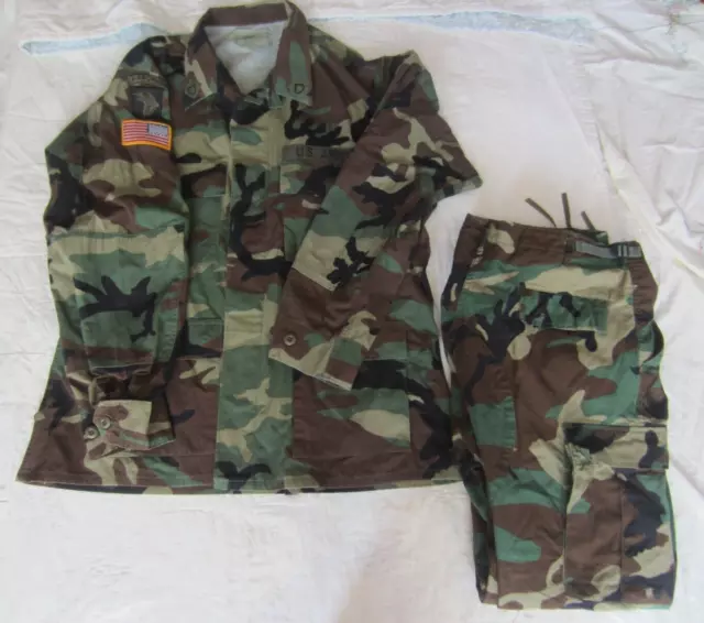Vintage US Army Hot Weather Woodland Camouflage Jacket & Pants Airborne Size XLG