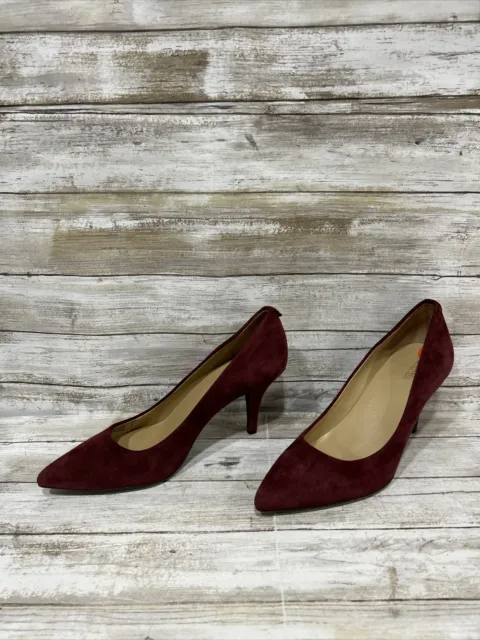 MICHAEL KORS Michael Women Pumps Red Burgundy Suede Pointed Toe Heels Sz 9.5M