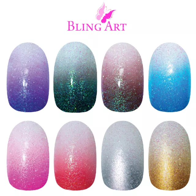 Bling Art Oval False Nails Red Blue Pink Brown Purple Gold Black Gel Ombre Fake