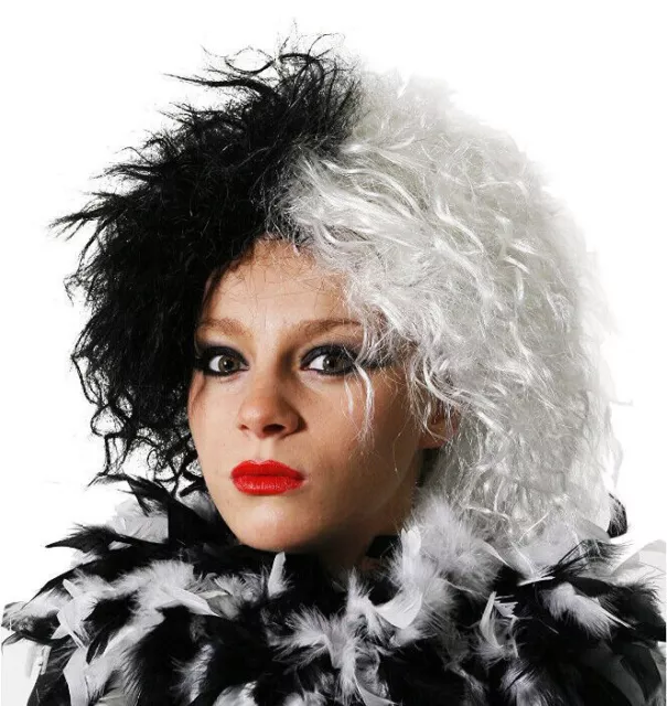 Dalmation Lady Wig Book Tv Film Villain Fancy Dress Costume Accessory Dalmatian