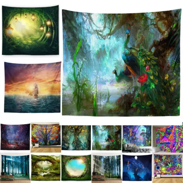 3D Landschaft Tapisserie Indisch Wandteppich Wandtuch Tapestry Wandbehang Dekor